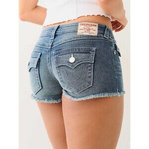 True Religion - Joey Low Rise Cut Off Frayed Hem Denim Shorts Women’s SZ 32